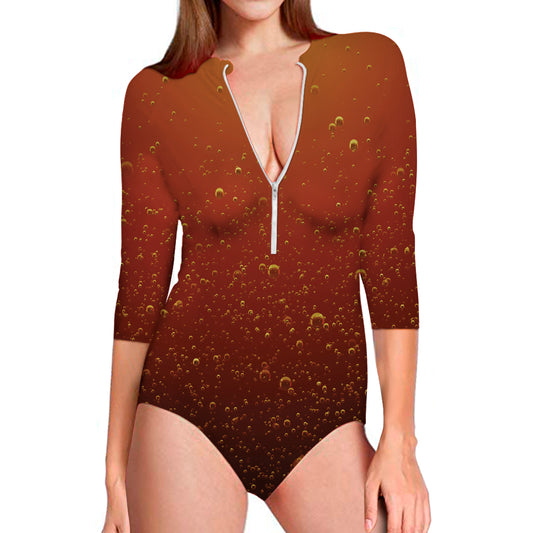 Sparkling Cola Print Long Sleeve Swimsuit