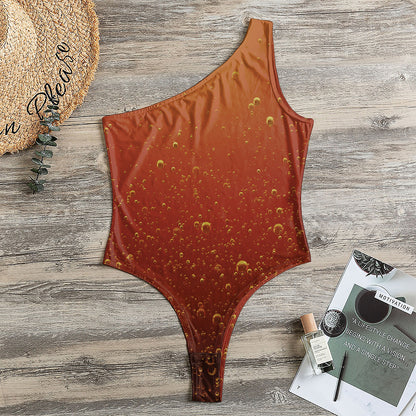 Sparkling Cola Print One Shoulder Bodysuit