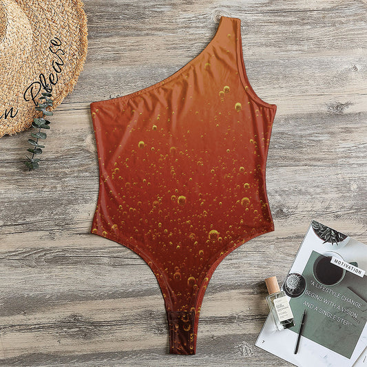 Sparkling Cola Print One Shoulder Bodysuit