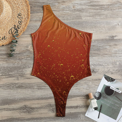 Sparkling Cola Print One Shoulder Bodysuit