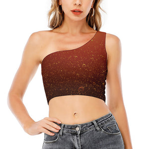 Sparkling Cola Print One Shoulder Crop Top