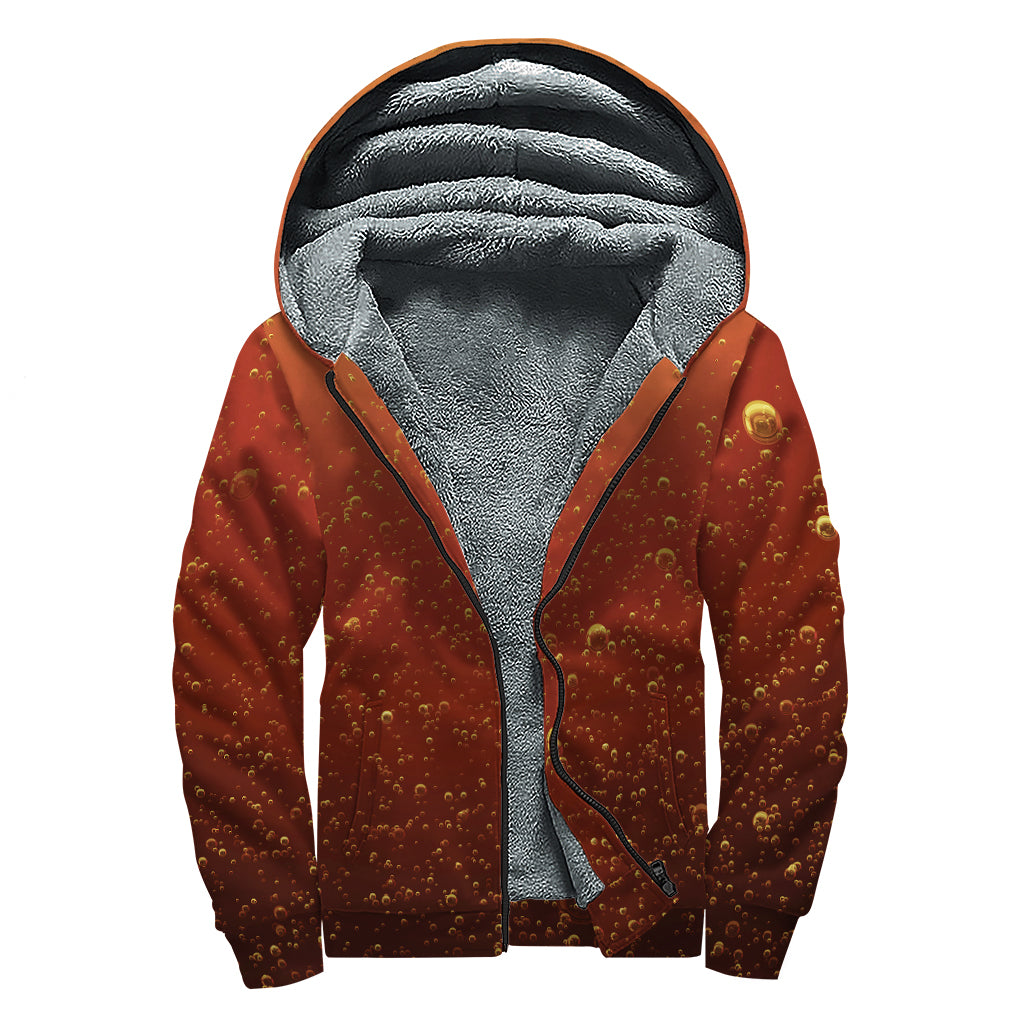 Sparkling Cola Print Sherpa Lined Zip Up Hoodie