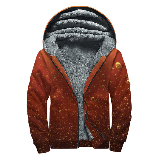 Sparkling Cola Print Sherpa Lined Zip Up Hoodie