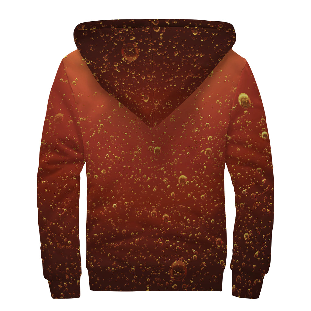 Sparkling Cola Print Sherpa Lined Zip Up Hoodie