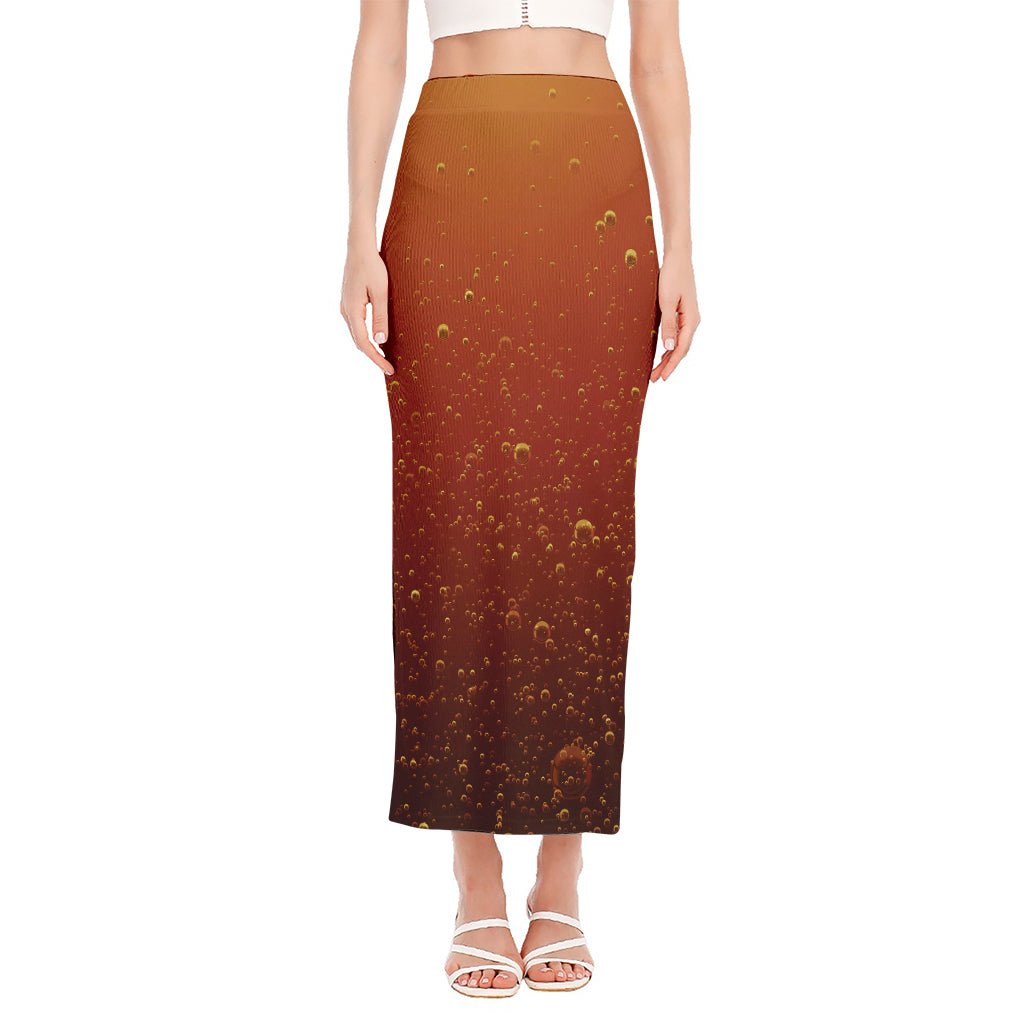 Sparkling Cola Print Side Slit Maxi Skirt