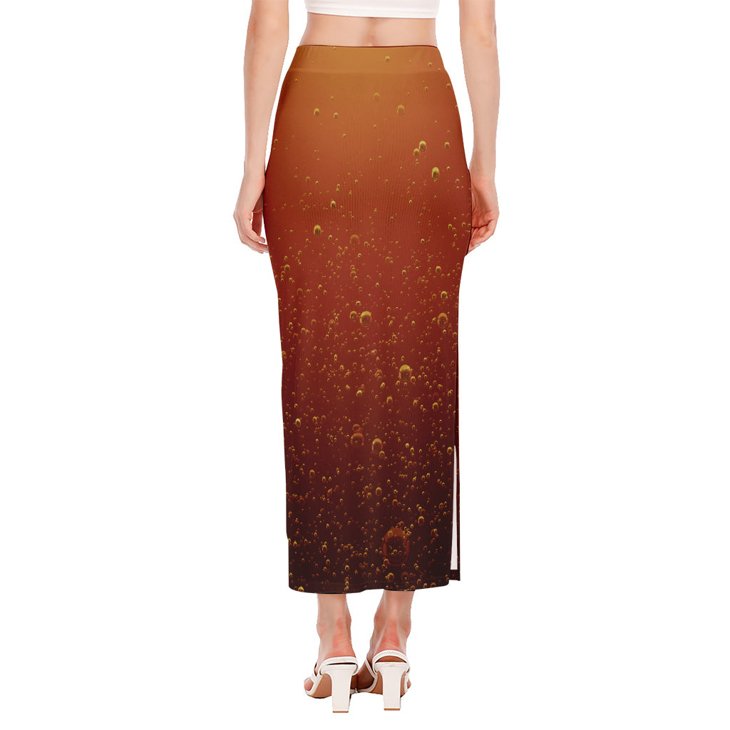 Sparkling Cola Print Side Slit Maxi Skirt