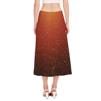 Sparkling Cola Print Side Slit Midi Skirt