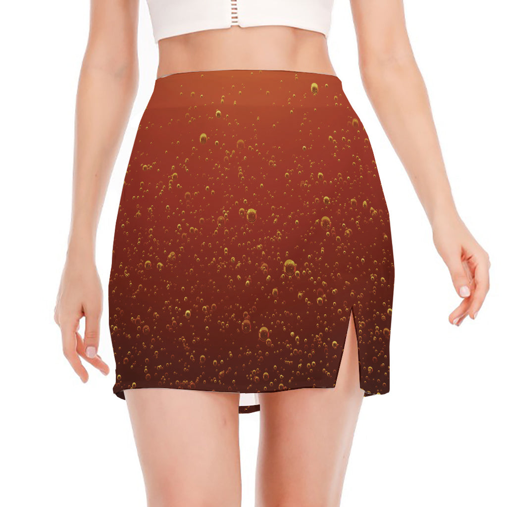 Sparkling Cola Print Side Slit Mini Skirt