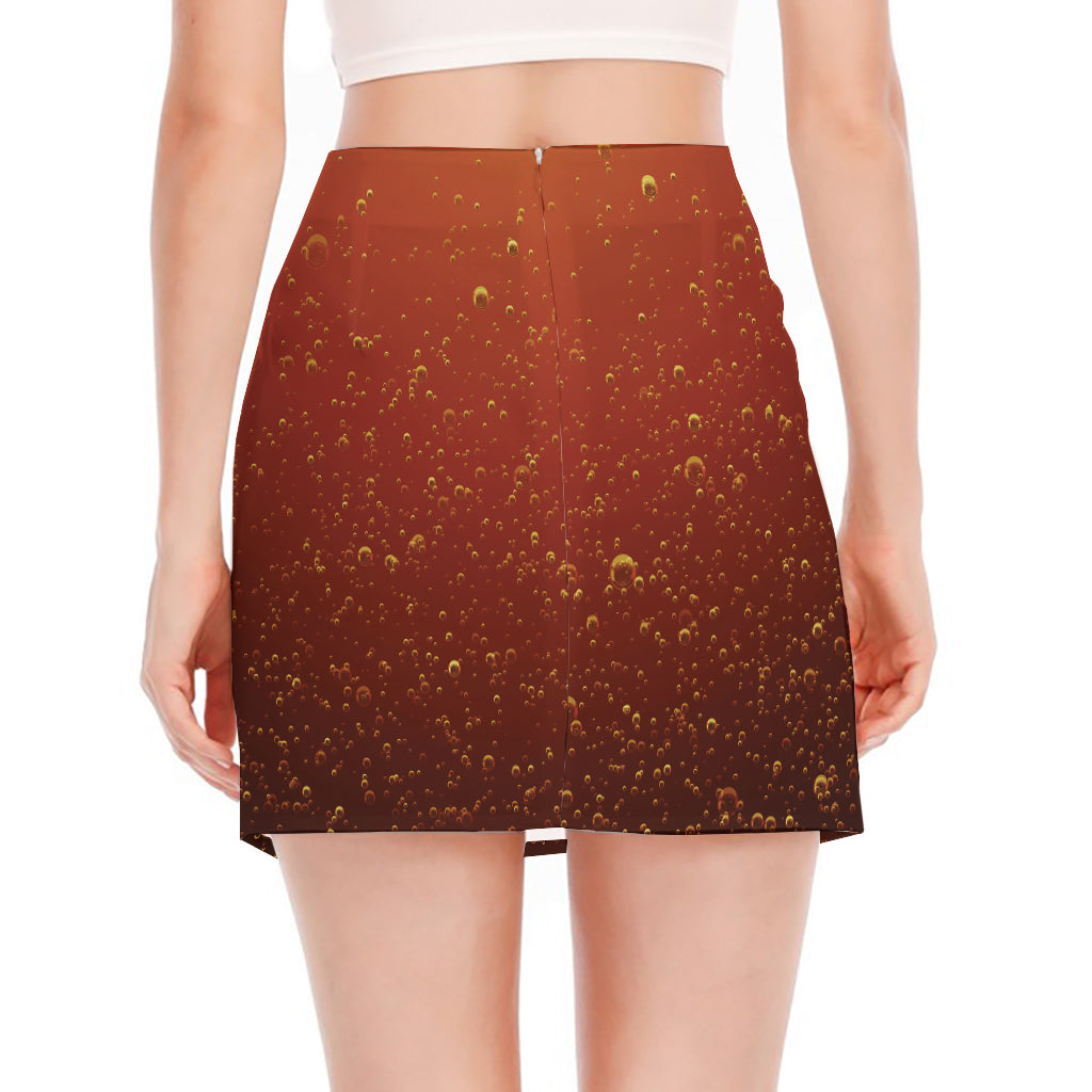 Sparkling Cola Print Side Slit Mini Skirt