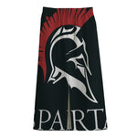 Spartan Molon Labe Print Cotton Front Slit Maxi Skirt