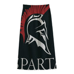 Spartan Molon Labe Print Cotton Front Slit Maxi Skirt