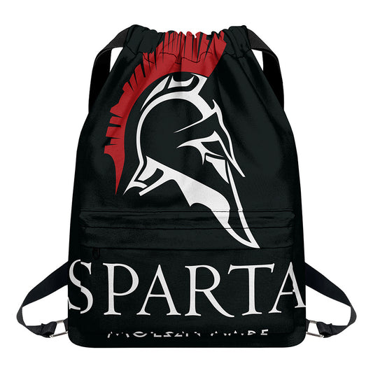 Spartan Molon Labe Print Drawstring Backpack