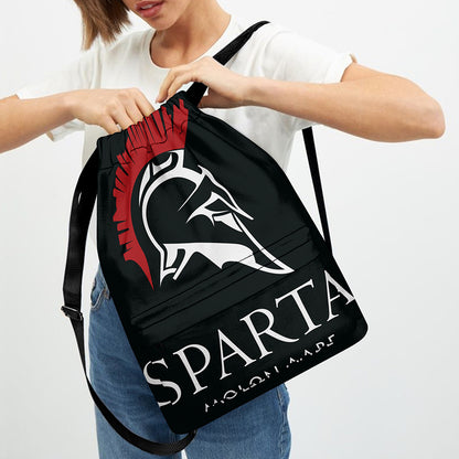 Spartan Molon Labe Print Drawstring Backpack