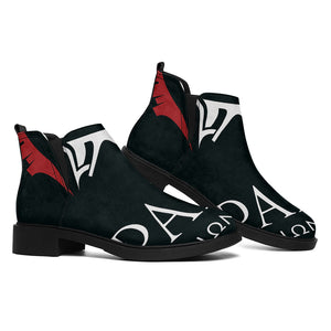 Spartan Molon Labe Print Flat Ankle Boots