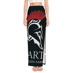 Spartan Molon Labe Print High Slit Maxi Skirt