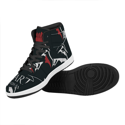 Spartan Molon Labe Print High Top Leather Sneakers