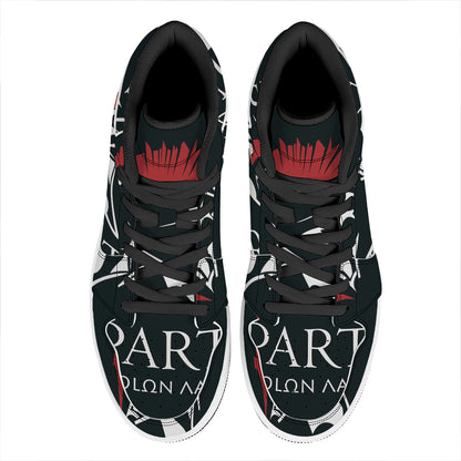 Spartan Molon Labe Print High Top Leather Sneakers