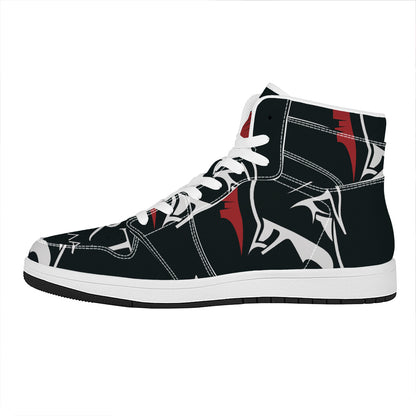 Spartan Molon Labe Print High Top Leather Sneakers