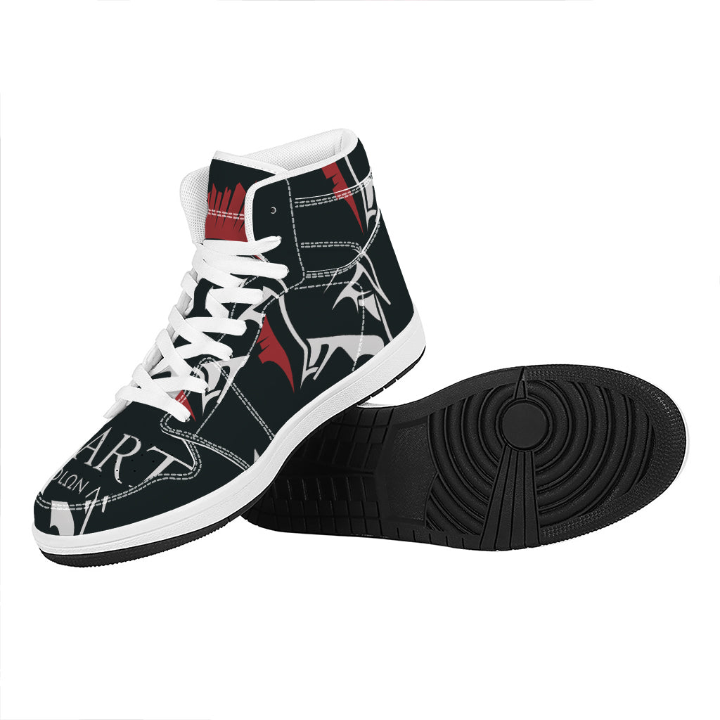 Spartan Molon Labe Print High Top Leather Sneakers