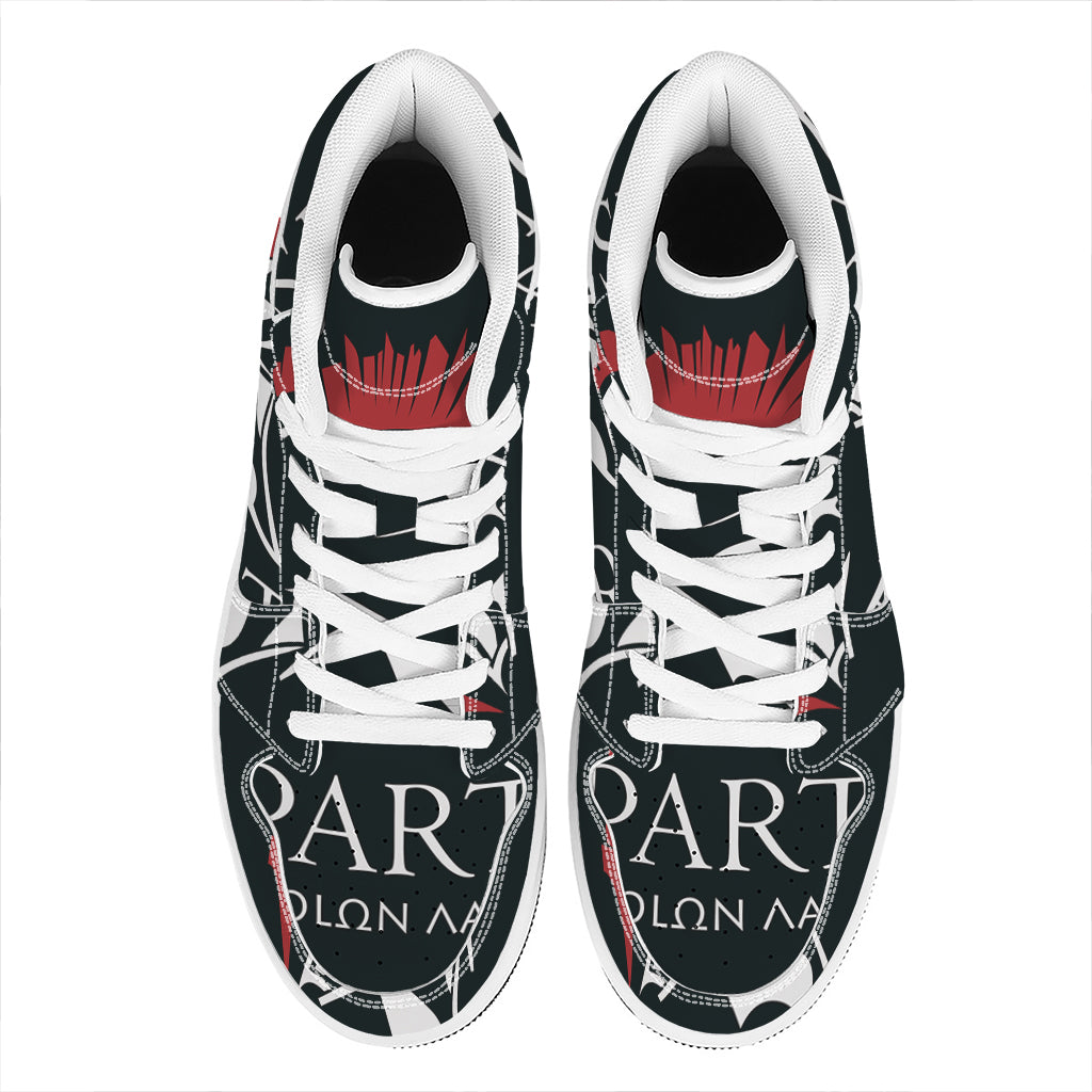 Spartan Molon Labe Print High Top Leather Sneakers