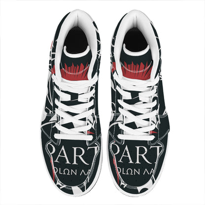 Spartan Molon Labe Print High Top Leather Sneakers