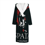 Spartan Molon Labe Print Hooded Bathrobe