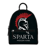 Spartan Molon Labe Print Leather Backpack