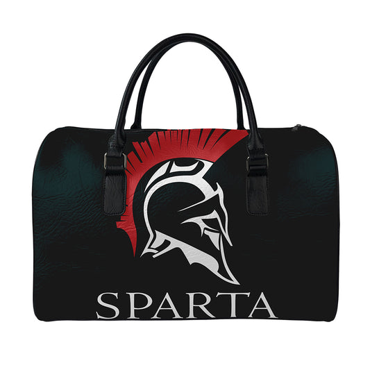 Spartan Molon Labe Print Leather Duffle Bag