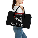 Spartan Molon Labe Print Leather Duffle Bag