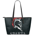 Spartan Molon Labe Print Leather Tote Bag With Zipper