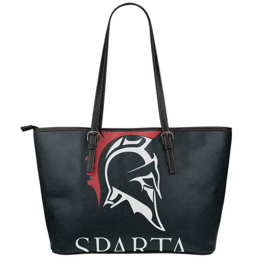 Spartan Molon Labe Print Leather Tote Bag