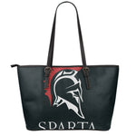 Spartan Molon Labe Print Leather Tote Bag
