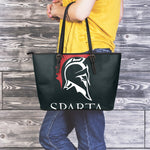 Spartan Molon Labe Print Leather Tote Bag