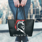 Spartan Molon Labe Print Leather Tote Bag