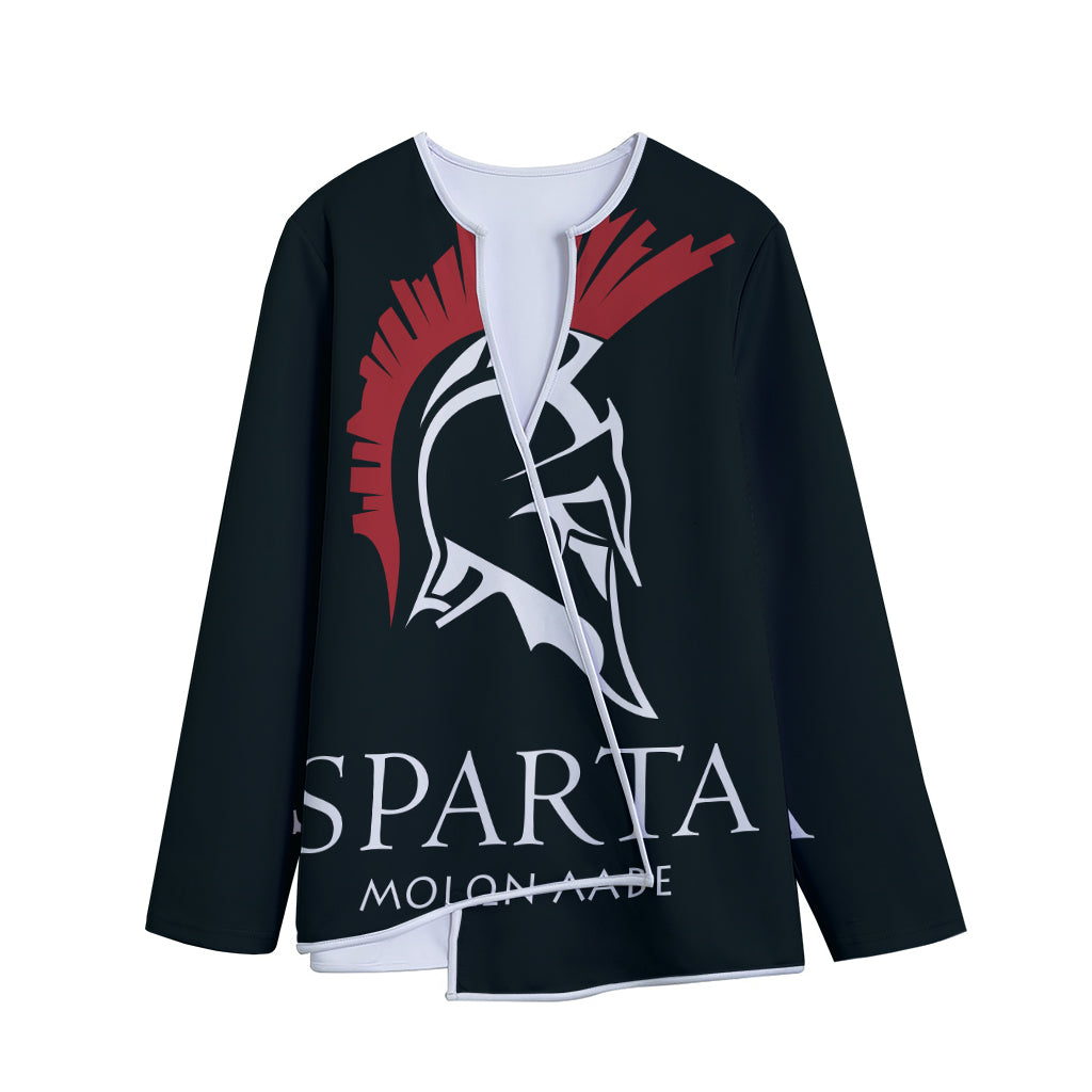 Spartan Molon Labe Print Long Sleeve Short Coat