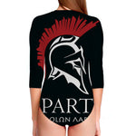 Spartan Molon Labe Print Long Sleeve Swimsuit