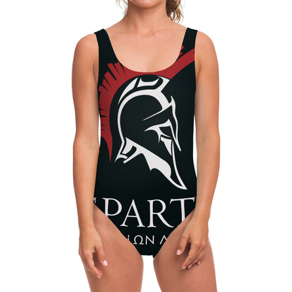 Spartan Molon Labe Print One Piece Swimsuit