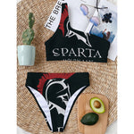 Spartan Molon Labe Print One Shoulder Bikini Top