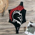 Spartan Molon Labe Print One Shoulder Bodysuit
