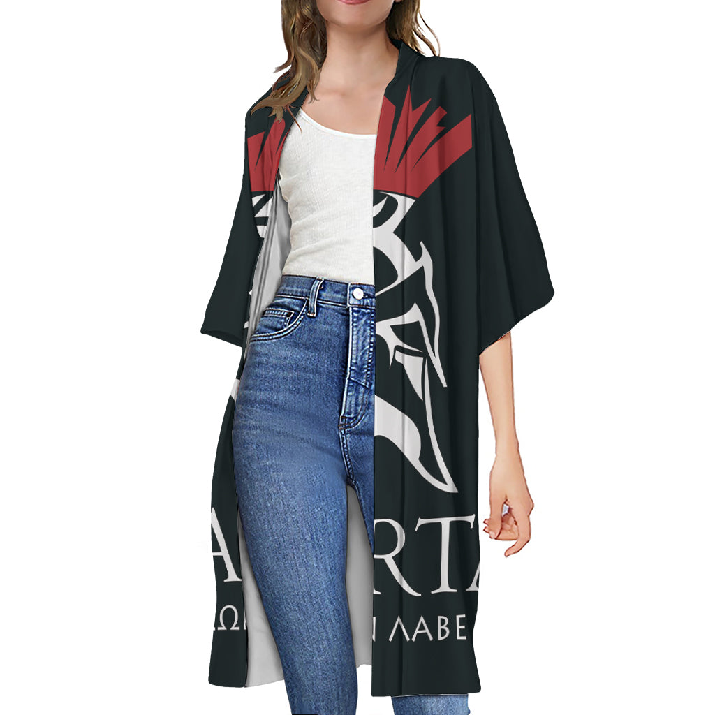 Spartan Molon Labe Print Open Front Beach Cover Up