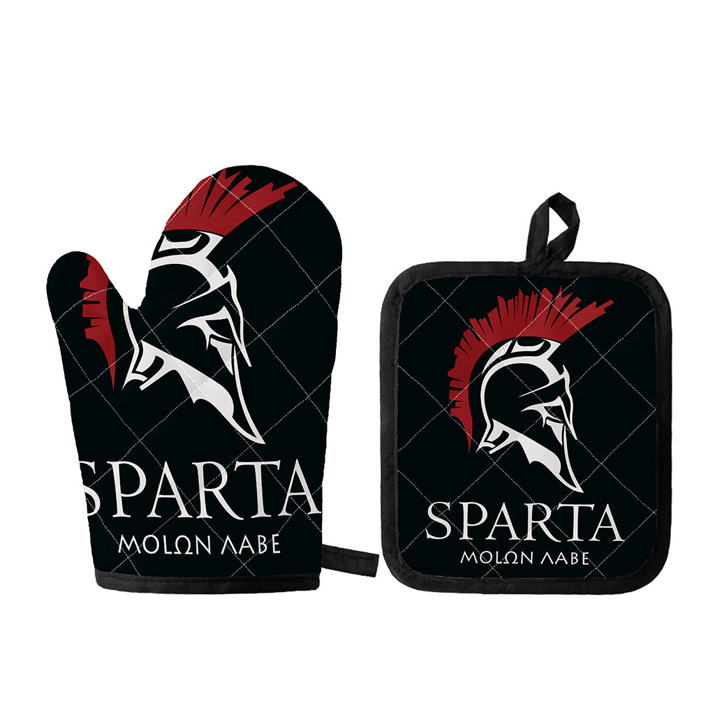 Spartan Molon Labe Print Oven Mitt And Pot Holder Set