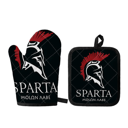 Spartan Molon Labe Print Oven Mitt And Pot Holder Set
