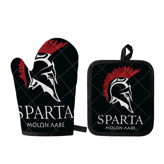 Spartan Molon Labe Print Oven Mitt And Pot Holder Set