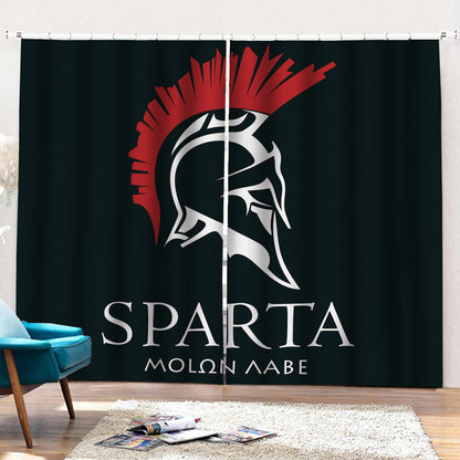 Spartan Molon Labe Print Pencil Pleat Curtains