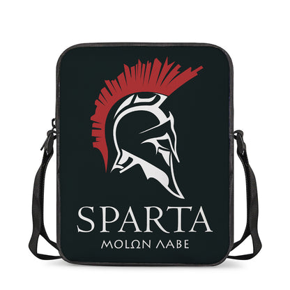 Spartan Molon Labe Print Rectangular Crossbody Bag