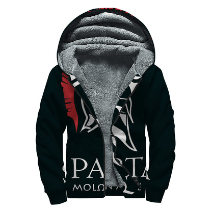Spartan Molon Labe Print Sherpa Lined Zip Up Hoodie
