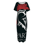 Spartan Molon Labe Print Short Sleeve Long Nightdress
