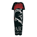 Spartan Molon Labe Print Short Sleeve Long Nightdress