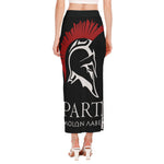 Spartan Molon Labe Print Side Slit Maxi Skirt