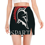 Spartan Molon Labe Print Side Slit Mini Skirt